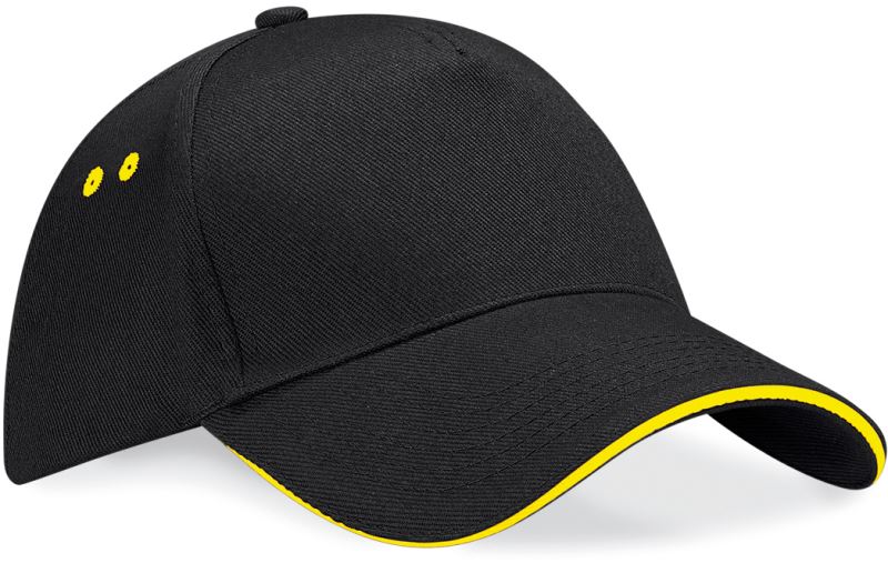 Levně 5 panelová sandwich kšiltovka - black/yellow