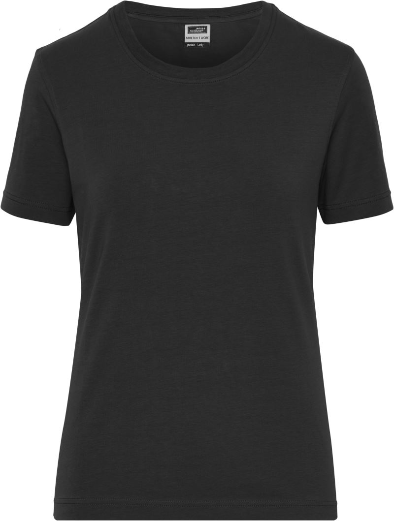 Levně Dámské pracovní elast. tričko z bio bavlny - Solid - black