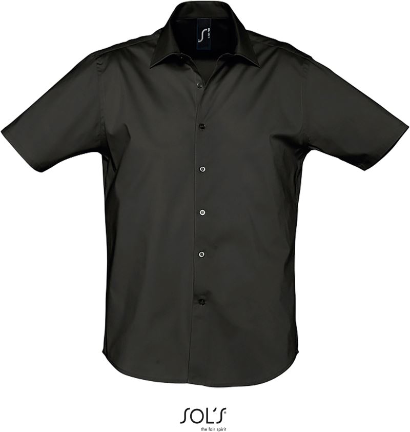 Levně Elastická košile s krátkým rukávem - black