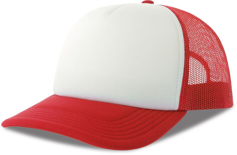 5 panelová Trucker kšiltovka - white/red