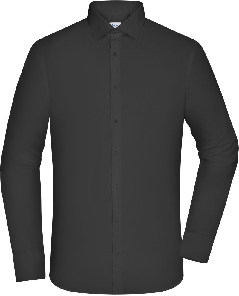 Levně Popelínová košile slim fit s dlouhým rukávem - black