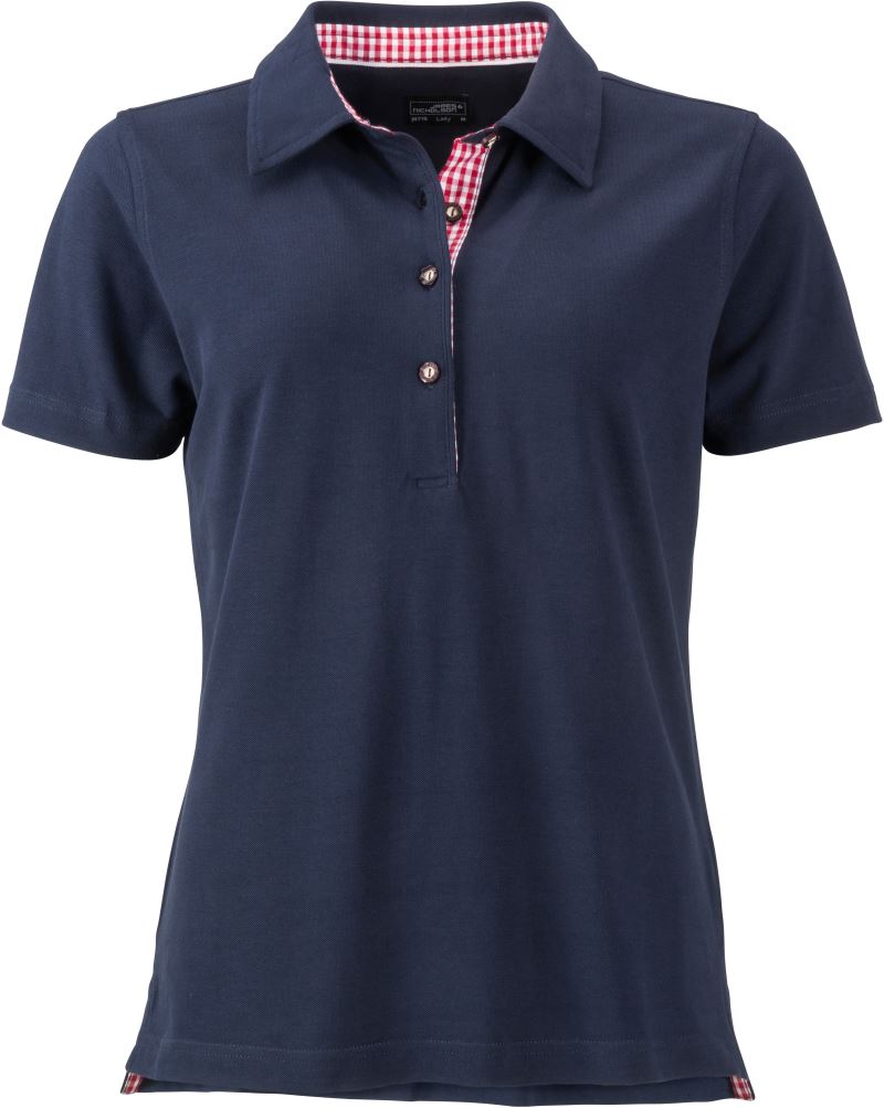 Levně Dámské piqué polo v tradičním krojovém vzhledu - navy/red/white