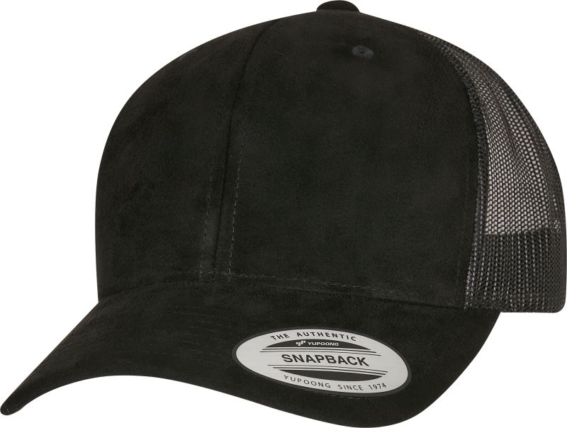 Levně 6 panelová Trucker kšiltovka "Suede" - black