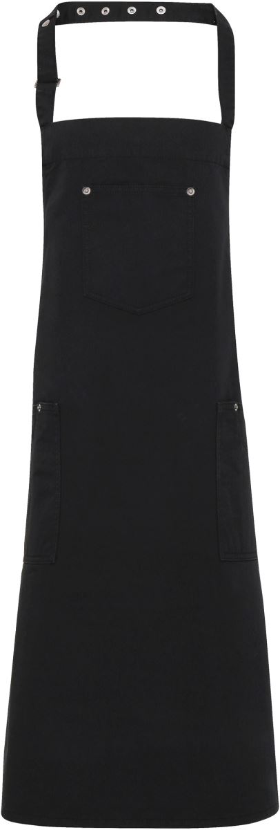 Levně Bavlněná zástěra s laclem "Chino" - black