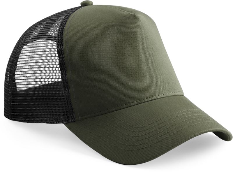 Levně Dětská 5 panelová kšiltovka Trucker - olive green/black