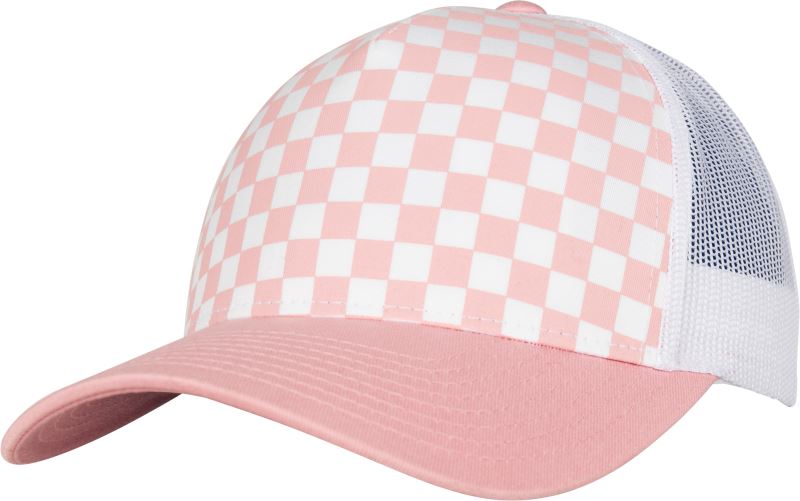 Levně 5 panelová Trucker kšiltovka "Checkerboard" - light rose/white