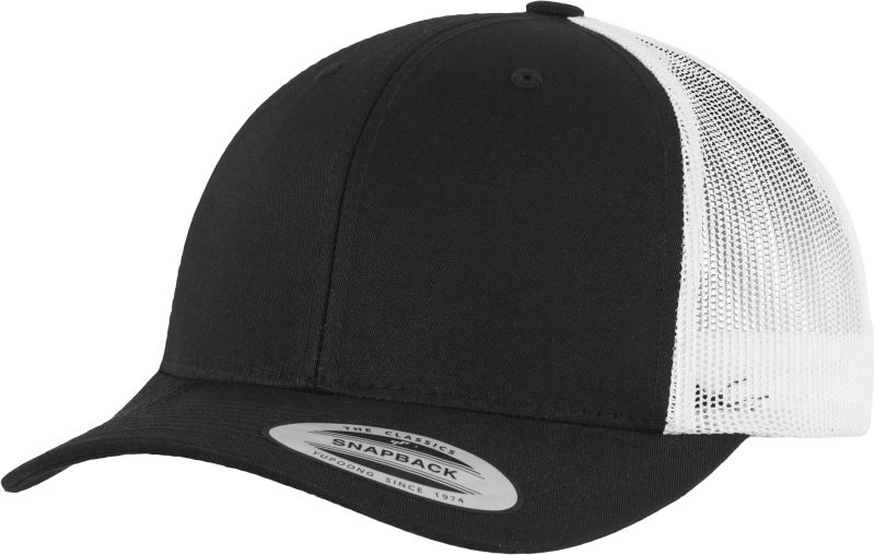 Levně 6 panelová vintage kšiltovka "Trucker" - black/white