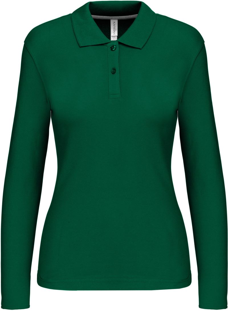 Levně Dámské piqué polo s dlouhým rukávem - kelly green