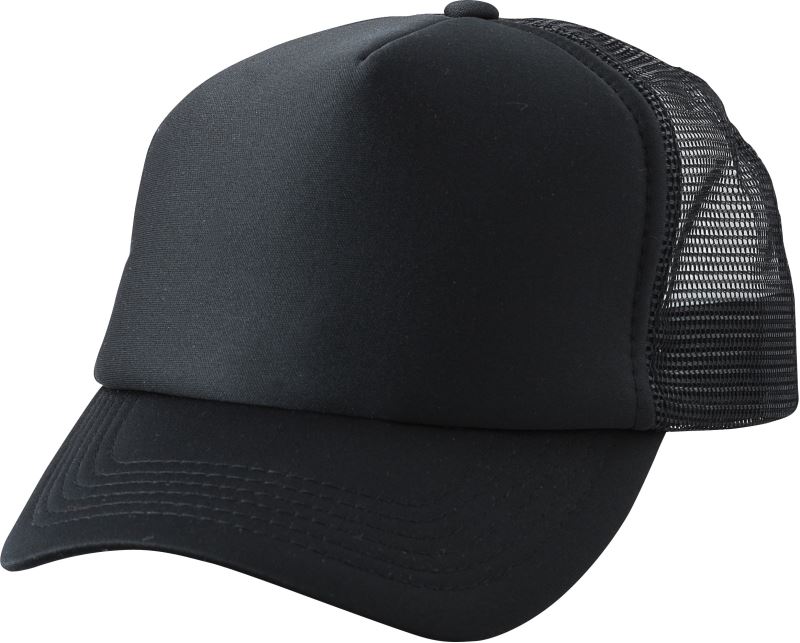 Levně Dětská 5 panelová polyester. síťovaná kšiltovka - black/black