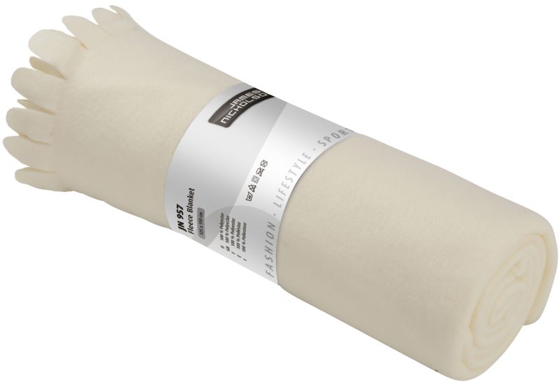 Levně Fleecová deka s třásněmi - off white