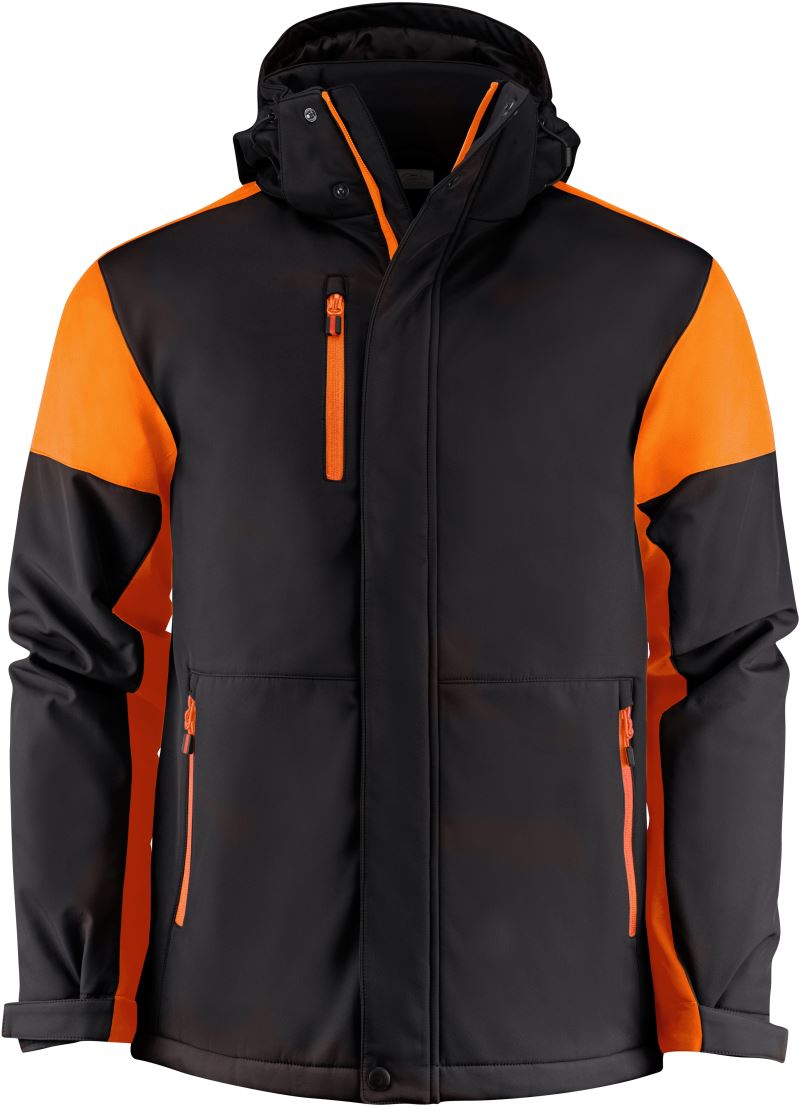 Levně Pánská zimní softshellová bunda - black/orange
