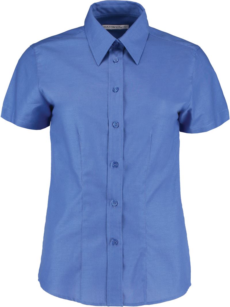 Levně Pracovní halenka Oxford s krátkým rukávem - italian blue