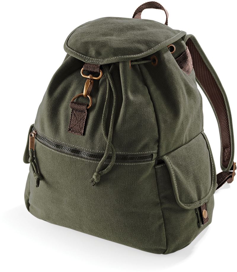 Vintage plátěný batoh - vintage military green