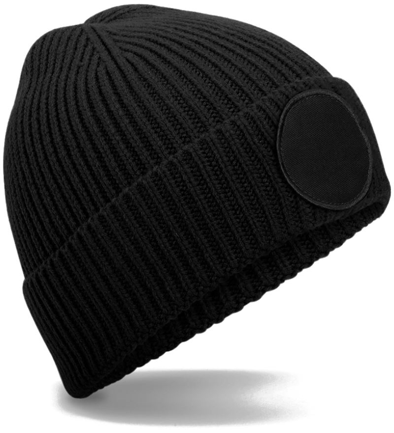 Levně Čepice s kruhovou nášivkou - black