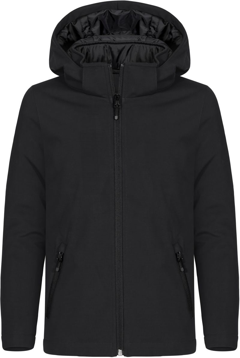 Levně Dětská zateplená softshellová bunda s kapucí - black