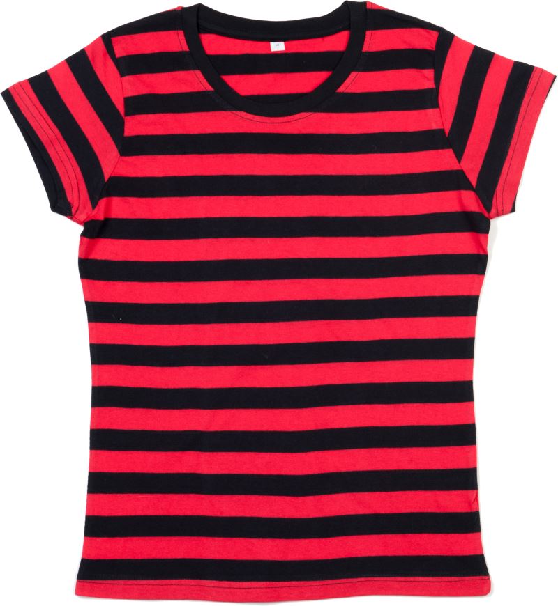 Levně Dámské pruhované tričko - black/red