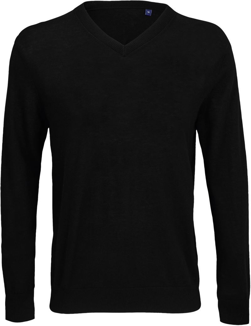 Levně Pánský svetr s výstřihem do V - deep black