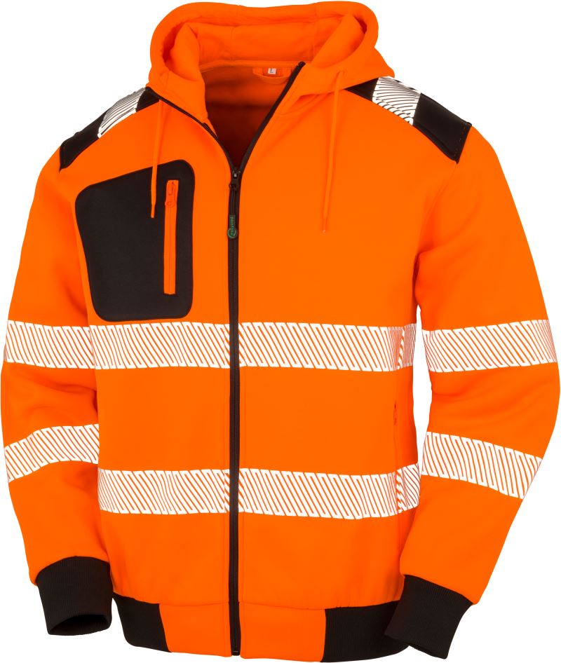 Levně Bezpečnostní mikina s kapucí - fluorescent orange/black