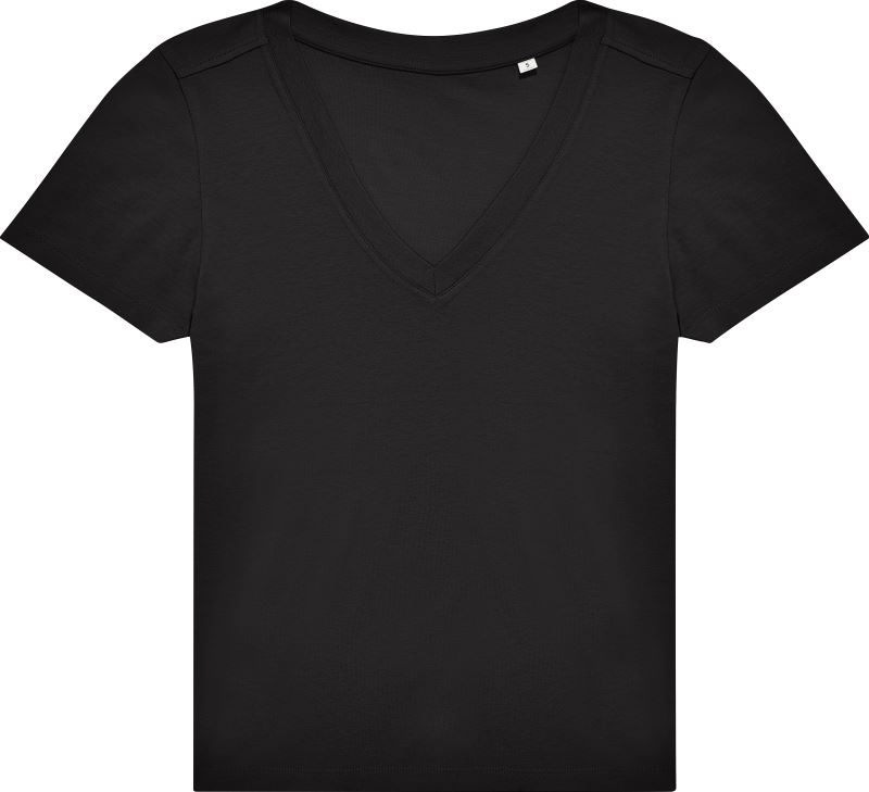 Dámské tričko s výstřihem do V - black