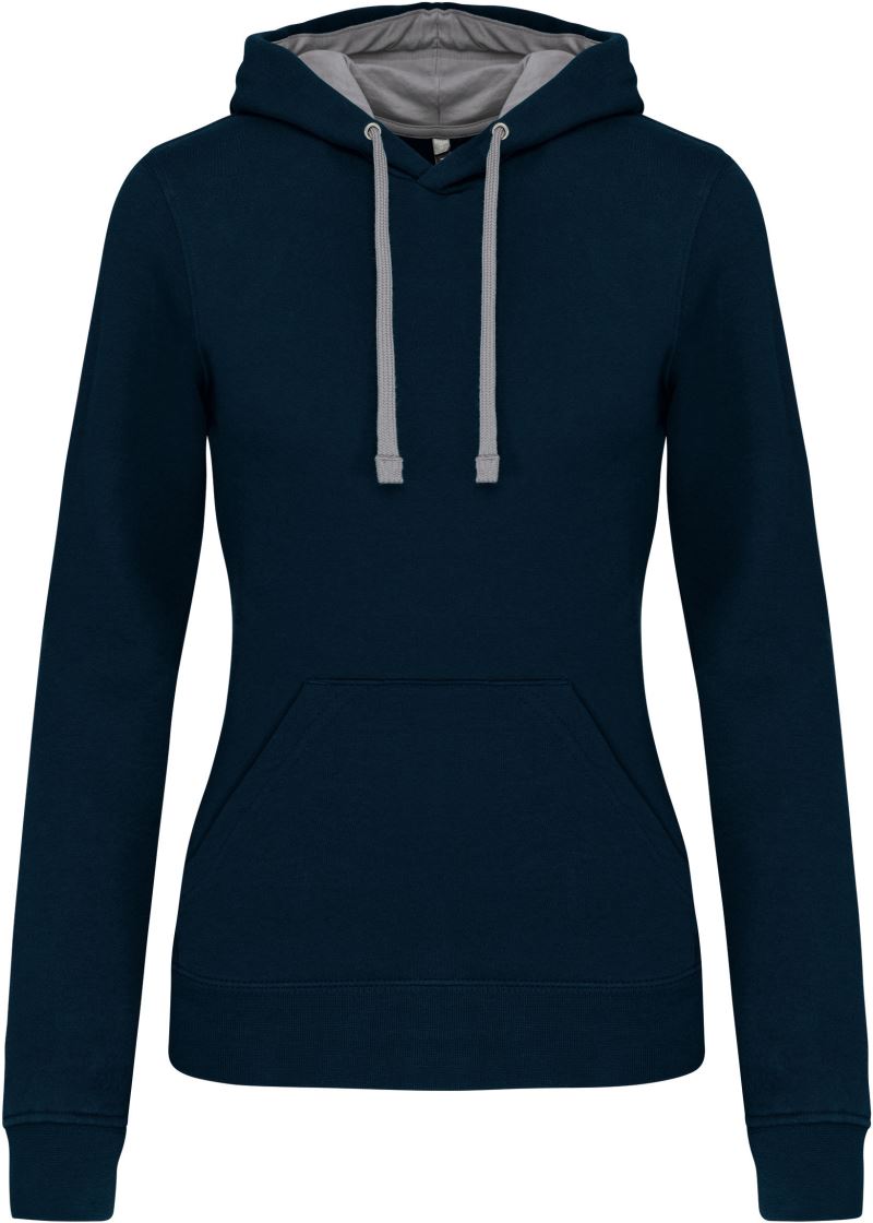 Levně Dámská mikina s kontrastní kapucí - navy/fine grey