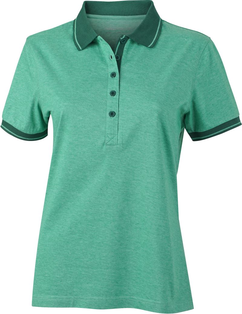 Levně Dámské žerzejové melírované polo - green melange/dark green