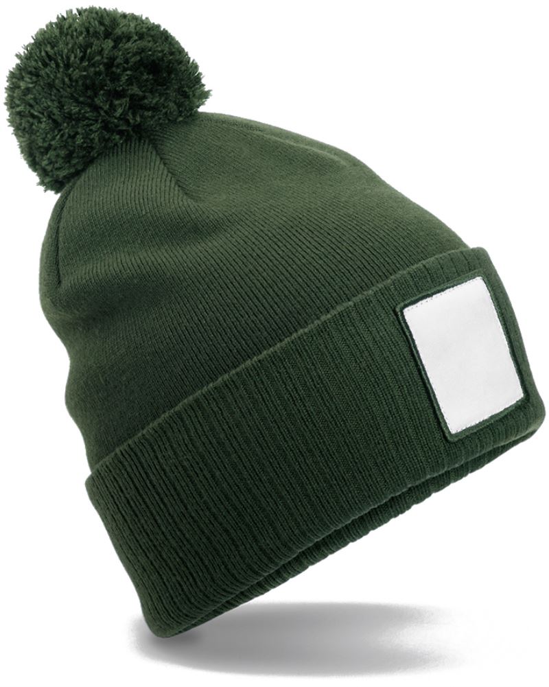 Levně Pletená čepice Patch "Pompon" - olive green/white
