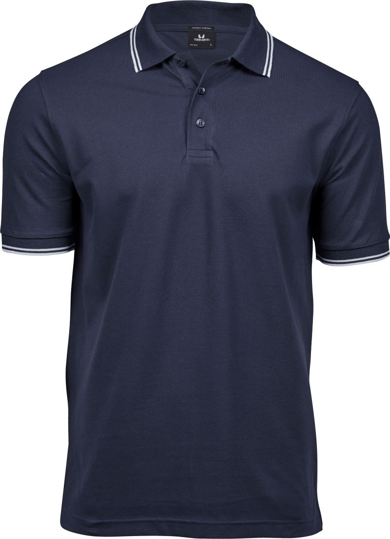 Levně Pánské elastické piqué polo z těžké bavlny - navy/white