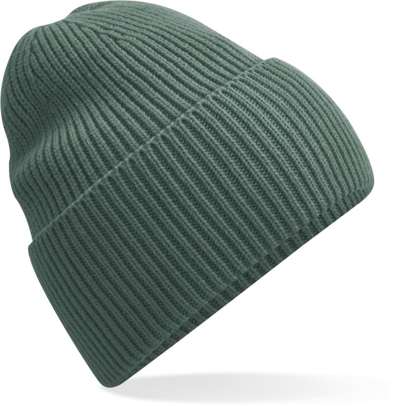 Levně Dlouhá pletená čepice s manžetou - marine green