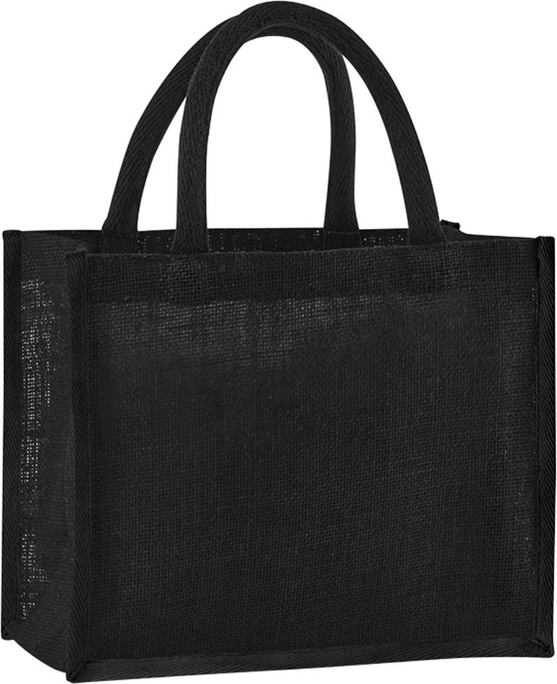 Jutová nákupní taška Midi - black/black