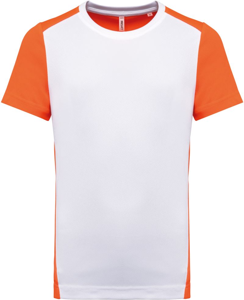 Levně Pánské kontrastní sportovní tričko - white/fluorescent orange
