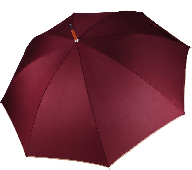 Levně Deštník s dřevěnou rukojetí - burgundy/beige