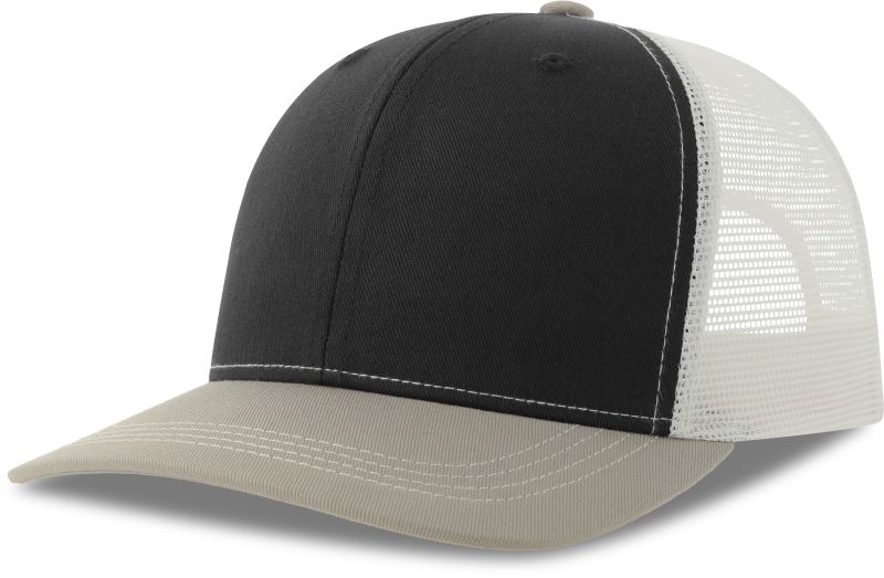 Levně 6 panelová Trucker kšiltovka - black/grey melange/white