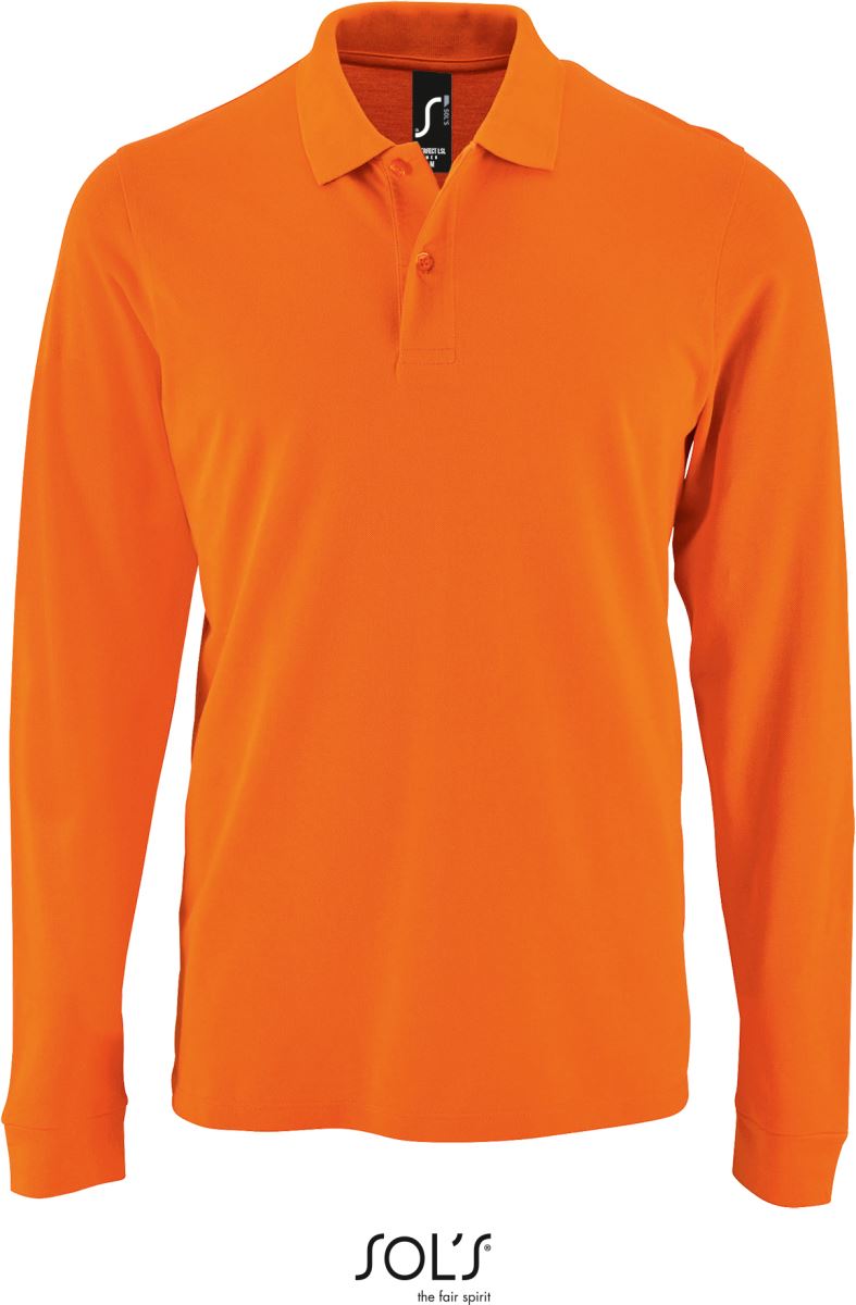 Levně Pánské piqué polo s dlouhým rukávem - orange