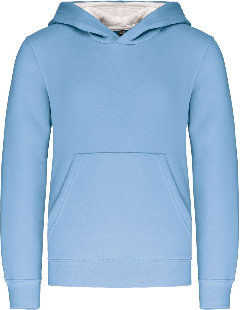 Levně Dětská kontrastní mikina s kapucí - sky blue/white