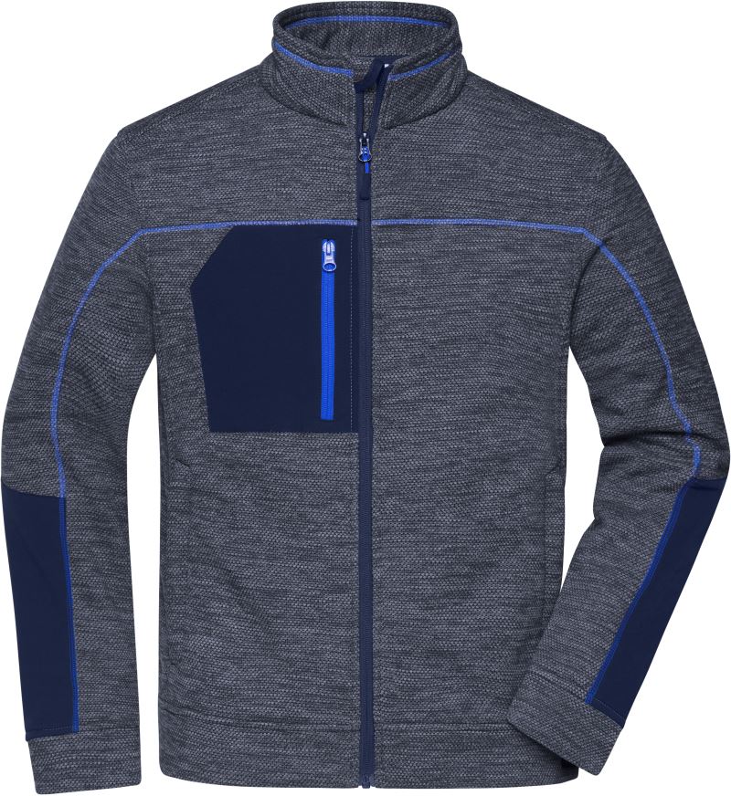 Levně Pánská pletená fleecová bunda - navy melange/navy/royal