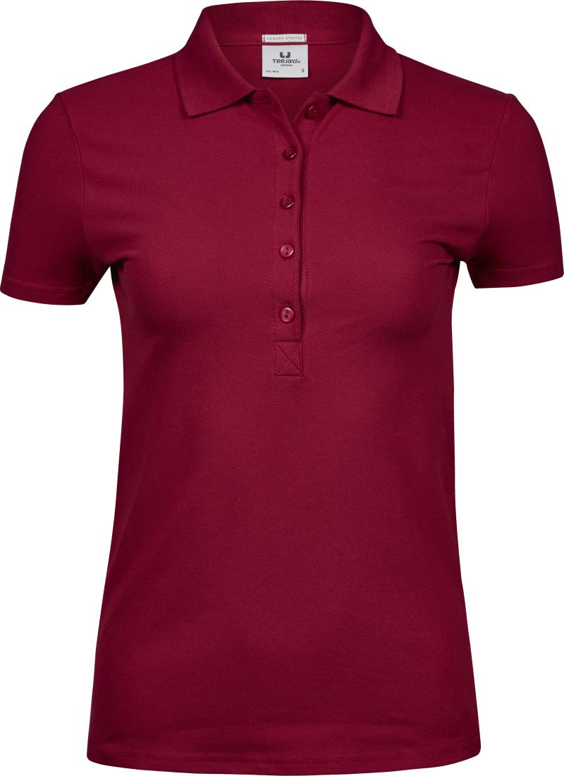 Levně Dámské luxusní strečové piqué polo z těžké bavlny - deep red