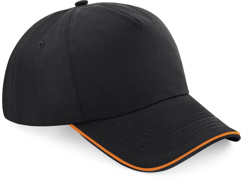 Levně 5 panelová kšiltovka "Authentic Piped Peak" - black/orange