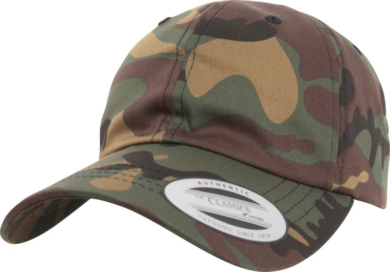 Levně 6 panelová bavlněná keprová kšiltovka - green camouflage
