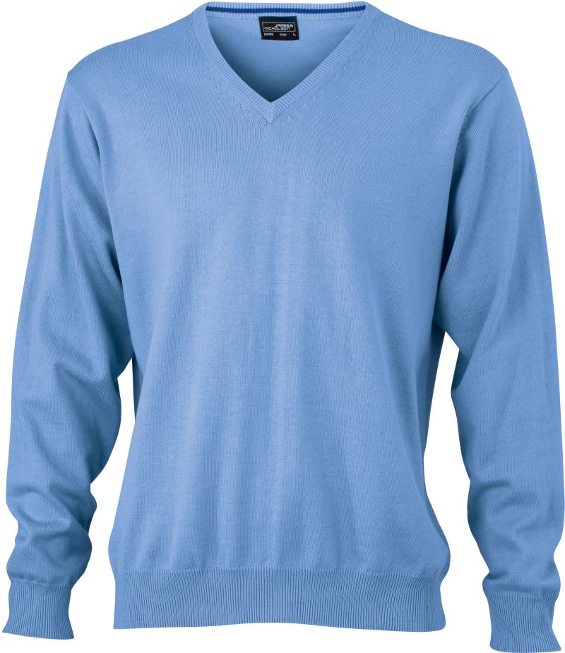 Levně Pánský svetr s výstřihem do V - glacier blue