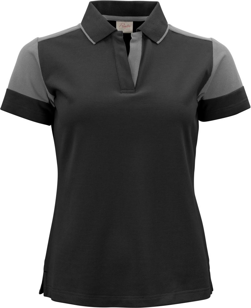Levně Dámské piqué polo z těžké bavlny - black/anthracite