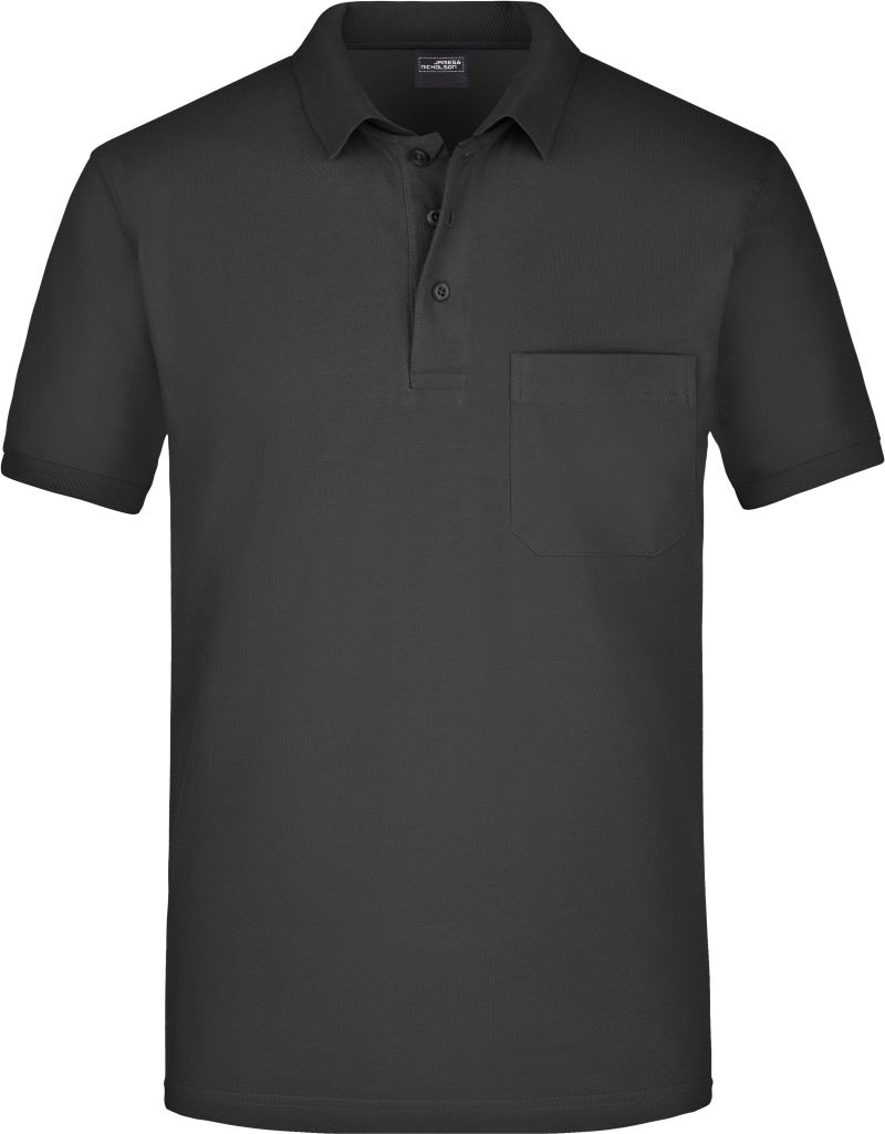 Levně Piqué polo s náprsní kapsou - black