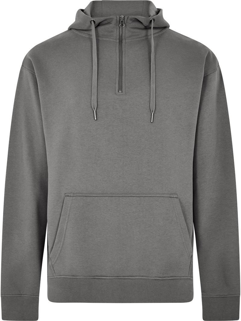 Levně Mikina s kapucí a 1/4 zipem - dark grey