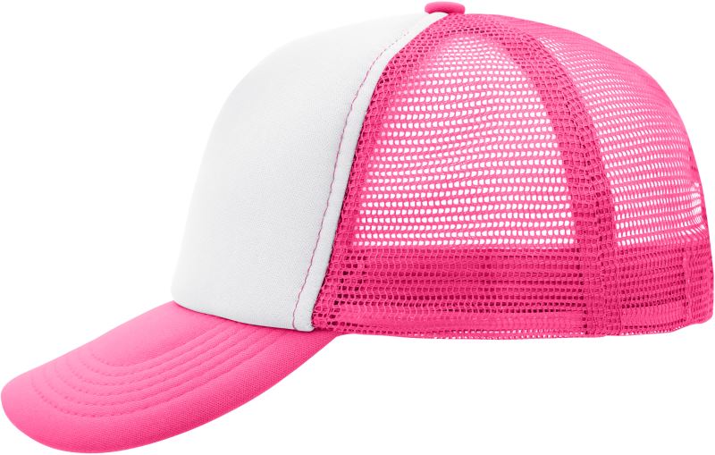Levně 5 panelová polyesterová síťovaná kšiltovka - white/neon pink