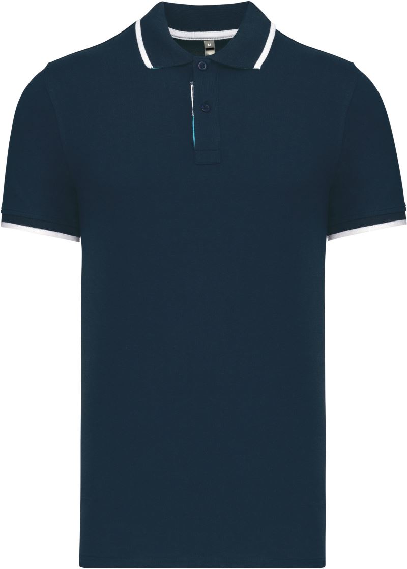 Levně Pánské kontrastní piqué polo - navy/white/light turquoise