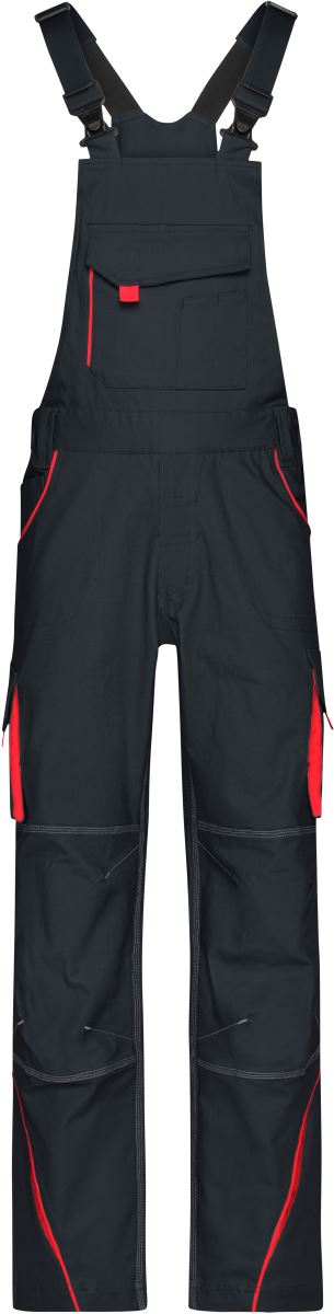 Levně Pracovní kalhoty s laclem - Color - carbon/red