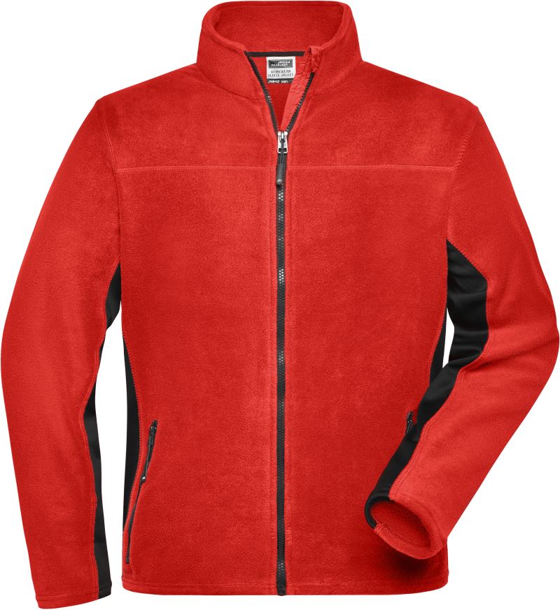 Levně Pánská pracovní mikrofleecová bunda - Strong - red/black