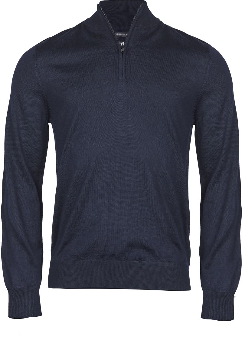 Levně Pánský svetr s 1/4 zipem - navy