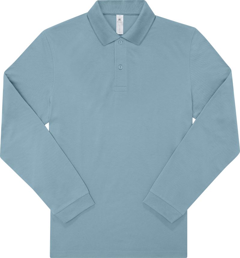 Levně Piqué polo s dlouhým rukávem z těžké bavlny - amalfi blue