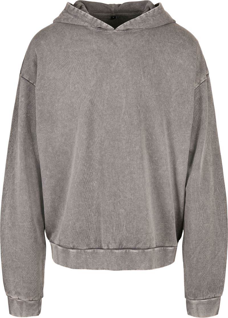 Levně Pánská oversize mikina s kapucí "Acid Wash" - asphalt