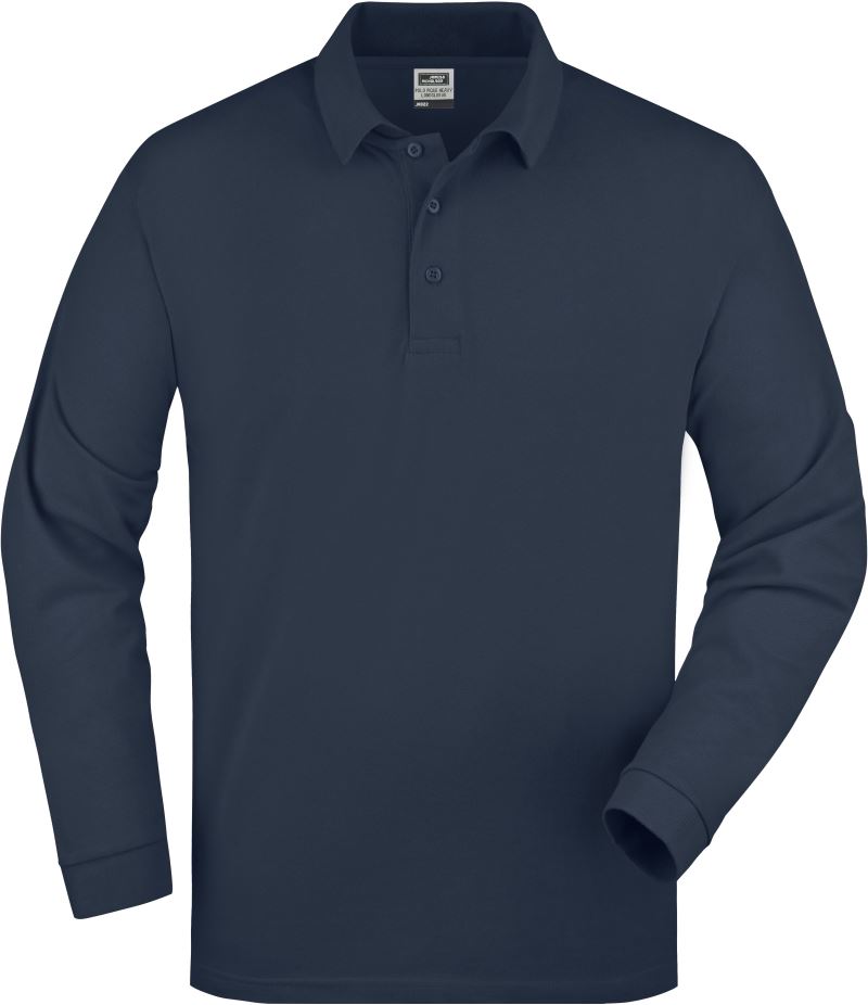 Levně Piqué polo s dlouhým rukávem z těžké bavlny - navy